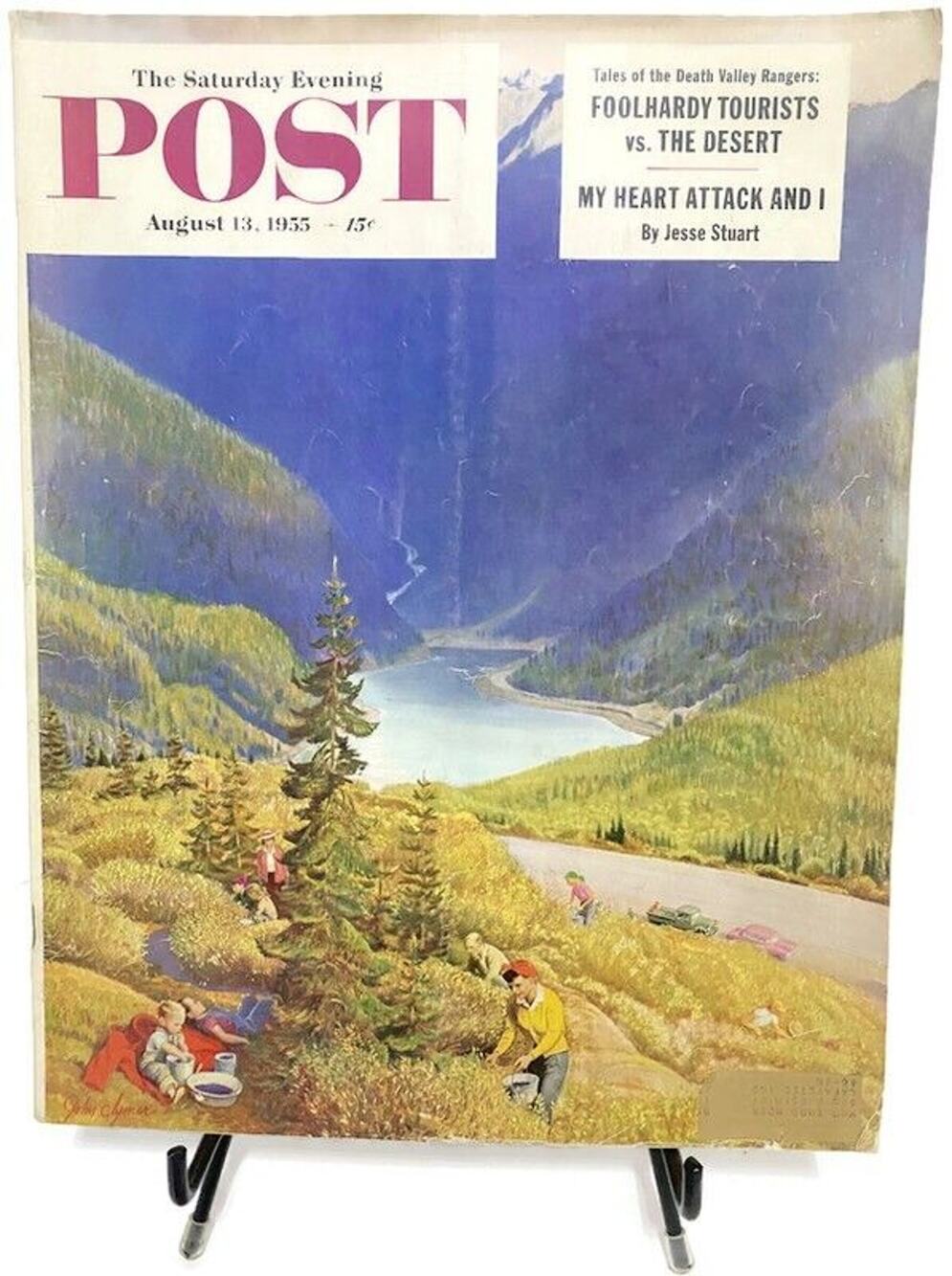 Saturday Evening Post August 13 1955 John Clymer Blueberry Hill Cover Vintage